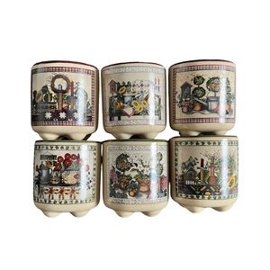 CMI Henton Tealight Candle Crock Holders Set Country Cottage Farmhouse Vintage
